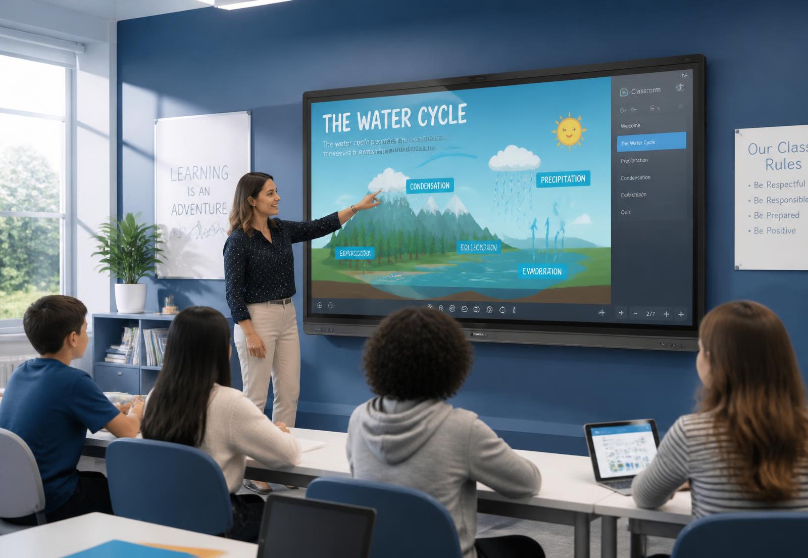 Teacher using an interactive panel supplied by Smart Learn IT Solutions